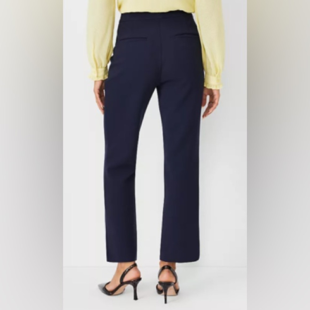 Ann Taylor Navy Cropped Straight-Leg Pants